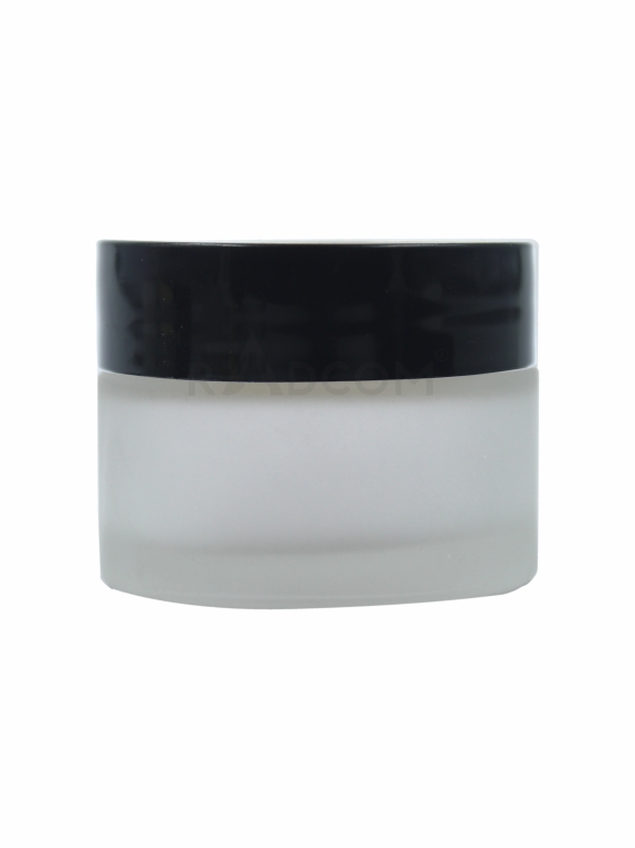 30Gm Glass Jar - Frosted-With Plastic Black Cap With Inner Lid